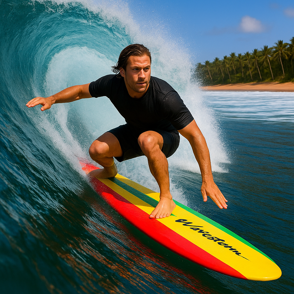 🌊 Wavestorm® 8ft Classic Soft Top Surfboard – Rasta Edition | Beginner Friendly