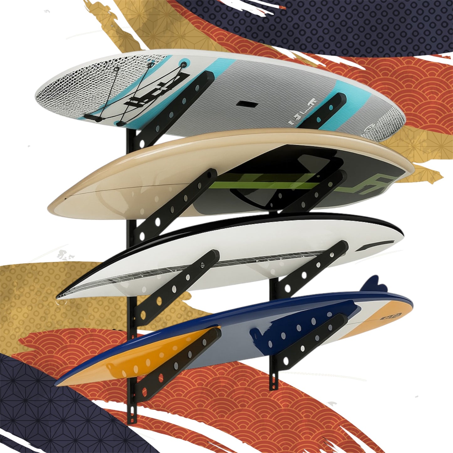 Neorexon™ Adjustable Surfboard Rack – Heavy-Duty Wall Mount for Surfboards, Paddle Boards & More
