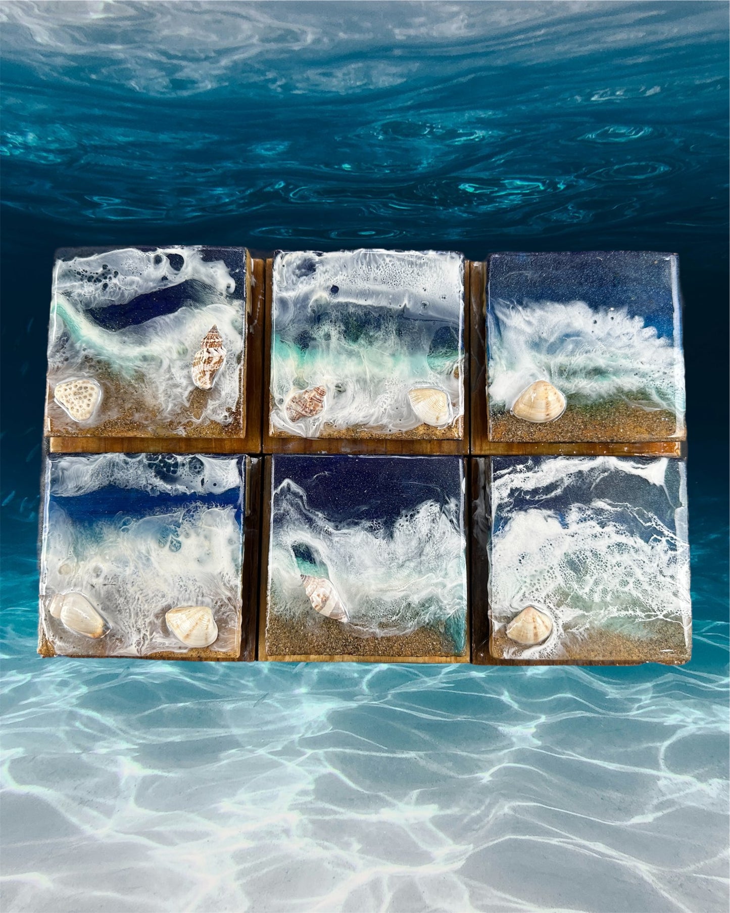 Wave & Hang™ Ocean Towel Hook – Handmade Resin & Wood Art