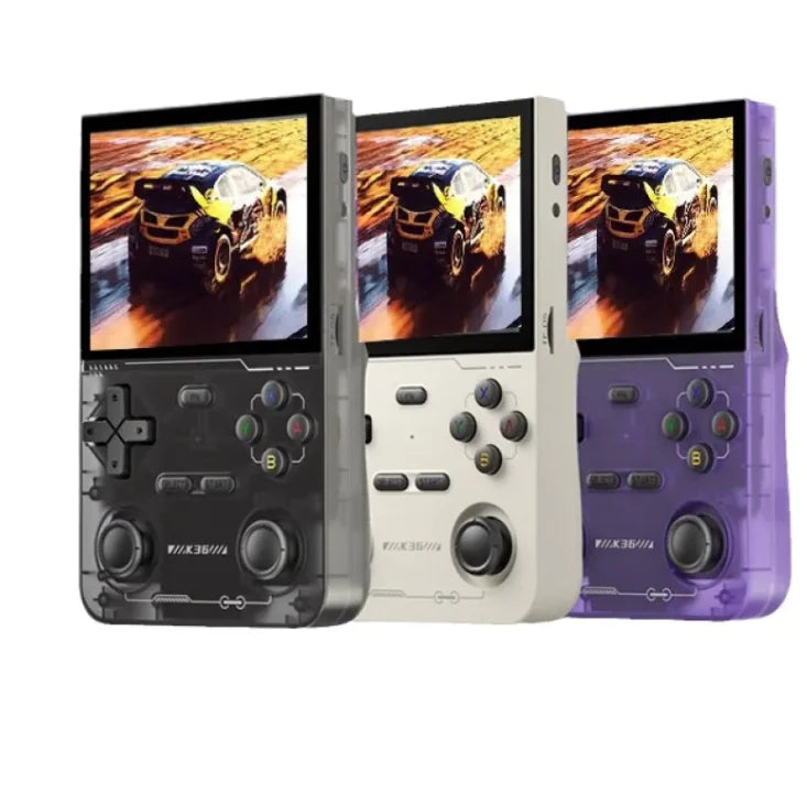 K36 Retro Handheld Game Console – 3.5” IPS Display, 64GB, 3200mAh, Type-C | Portable Classic Gaming (Black/White/Purple)