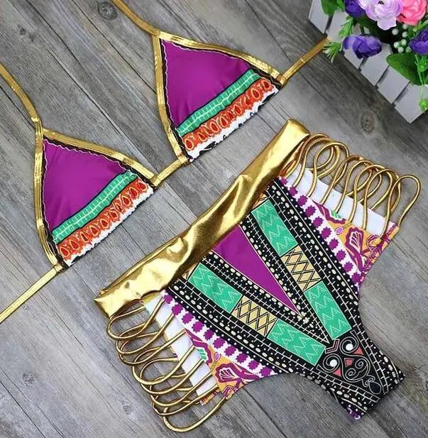 Angelina Print Bikini Set β Colorful Tribal-Inspired Swimwear