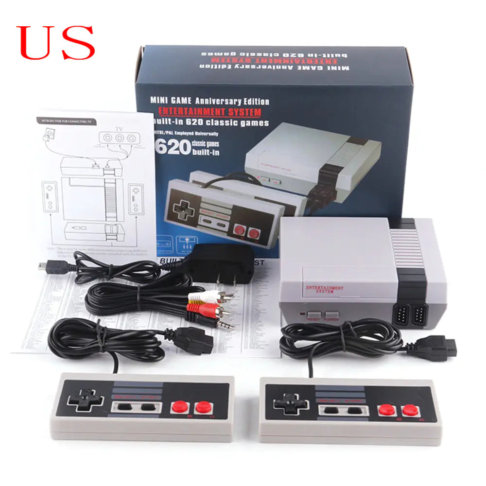 Mini Retro Home Video Game Console – 620+ Classic Games, Dual Controllers, Family Fun Entertainment