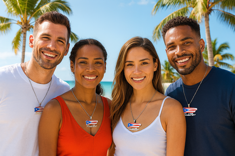 Puerto Rico Map Pendant Necklace – Stainless Steel Puerto Rican Flag Jewelry for Men & Women | 316L Steel Chain, Patriotic Gift