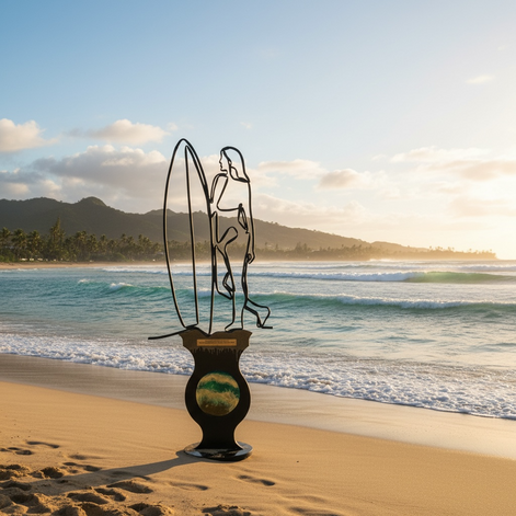 Goddess Of The Tides Tideborn Empress Limited Edition One Line Resin And Wood Sculpture by Wave & Hang