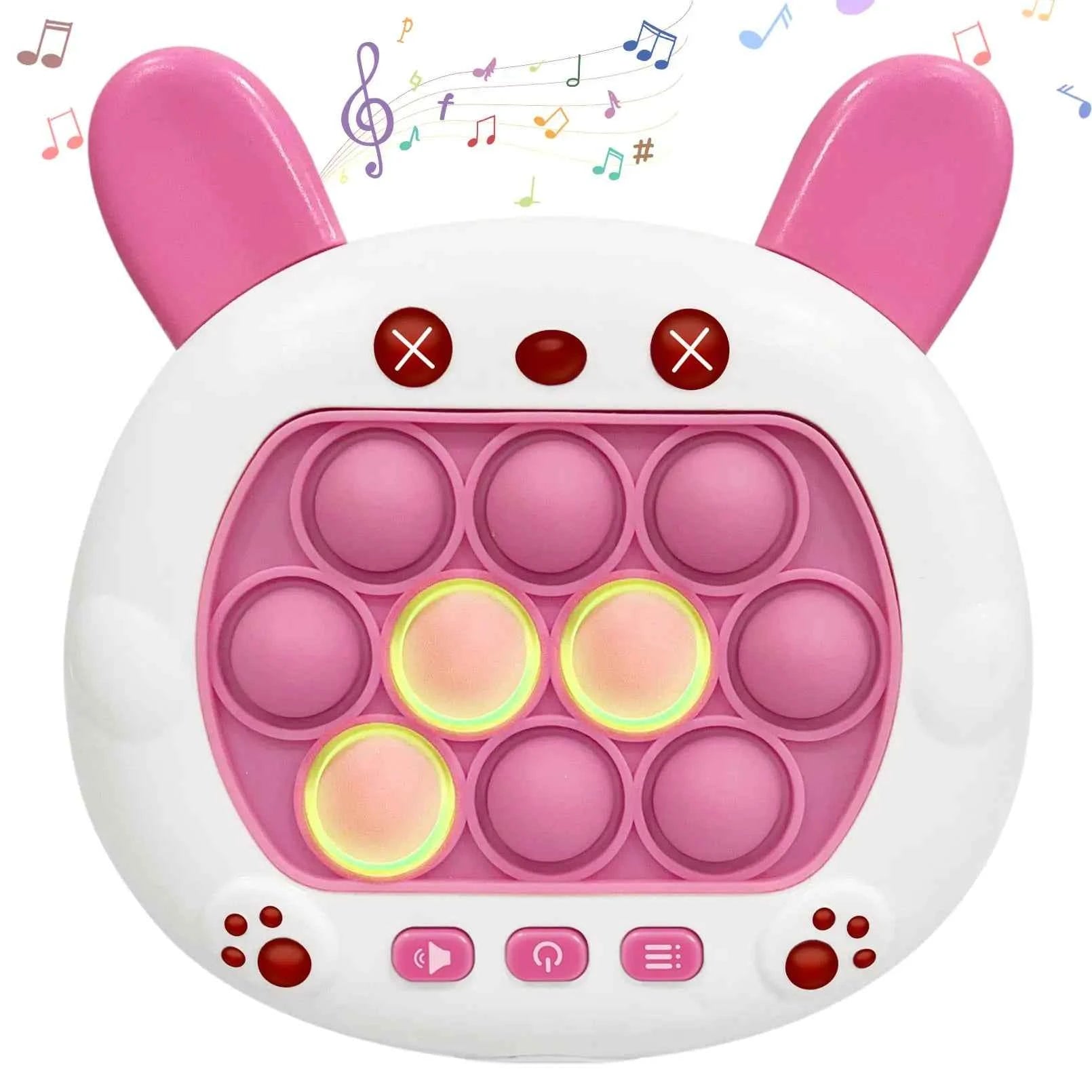 TOMFANCY Pop Quick Push Game Console Fidget Toys Light Up Handheld Puzzle Press Popping Toy for Kids Adult Cute Rabbit