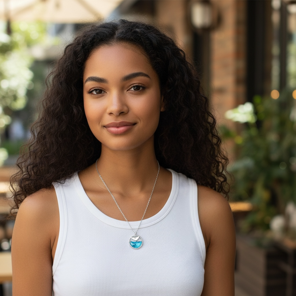 S925 Silver Mermaid Tears Necklace – Ocean Crystal Pendant by Wave & Hang