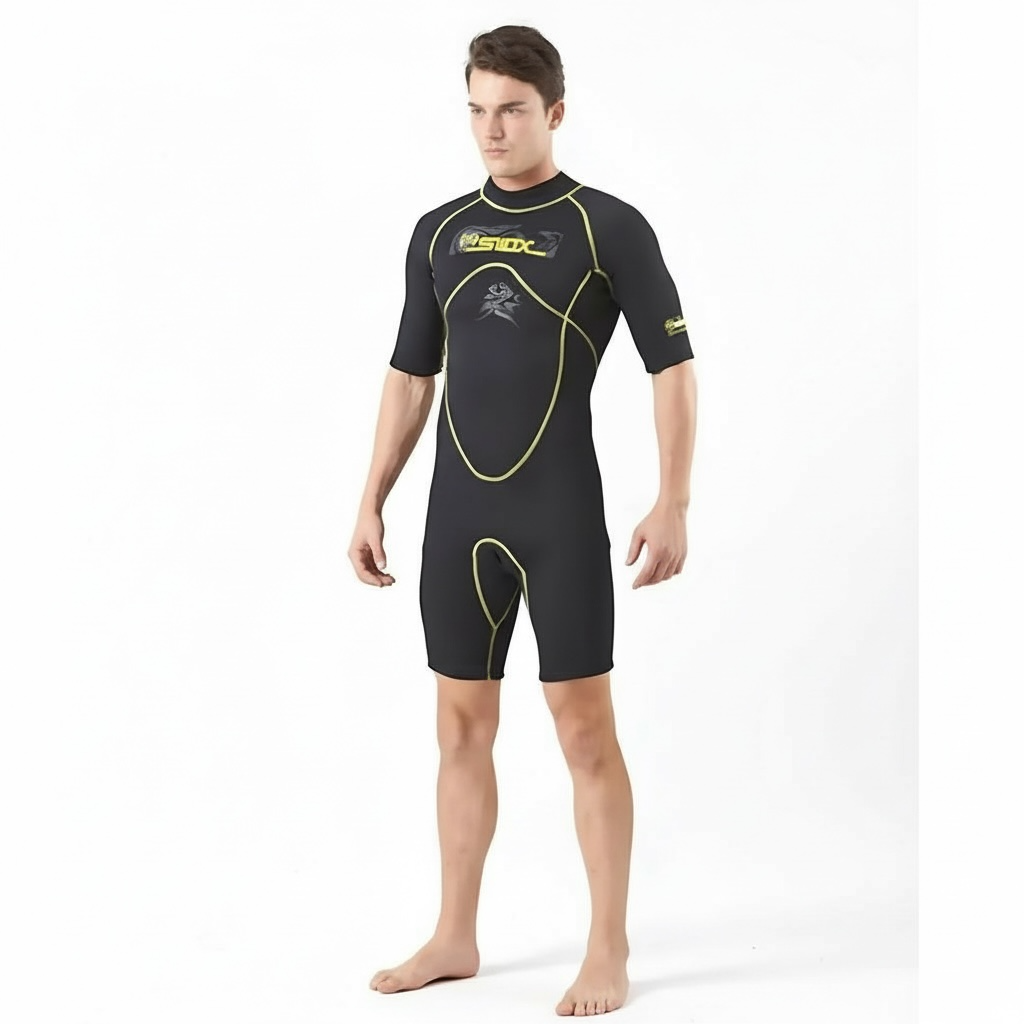 Pro Surf – Men’s Back Zipper Neoprene Wetsuit (Short Sleeve Diving Suit) by Wave & Hang