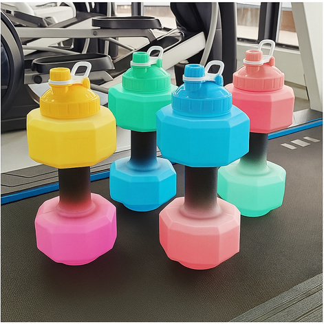 Dumbbell Shaped Sports Water Bottle – 550ml Leak-Proof Fitness Cup by Wave & Hang
