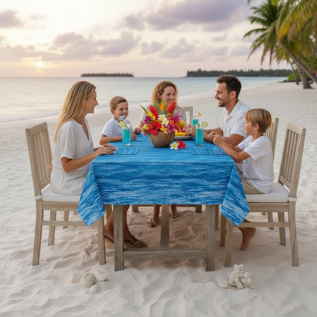 Hegbolke 2 Pack Ocean Wave Tablecloths 51 By 106 Inches Disposable Plastic Covers For Beach Pool Mermaid Parties by Wave & Hang