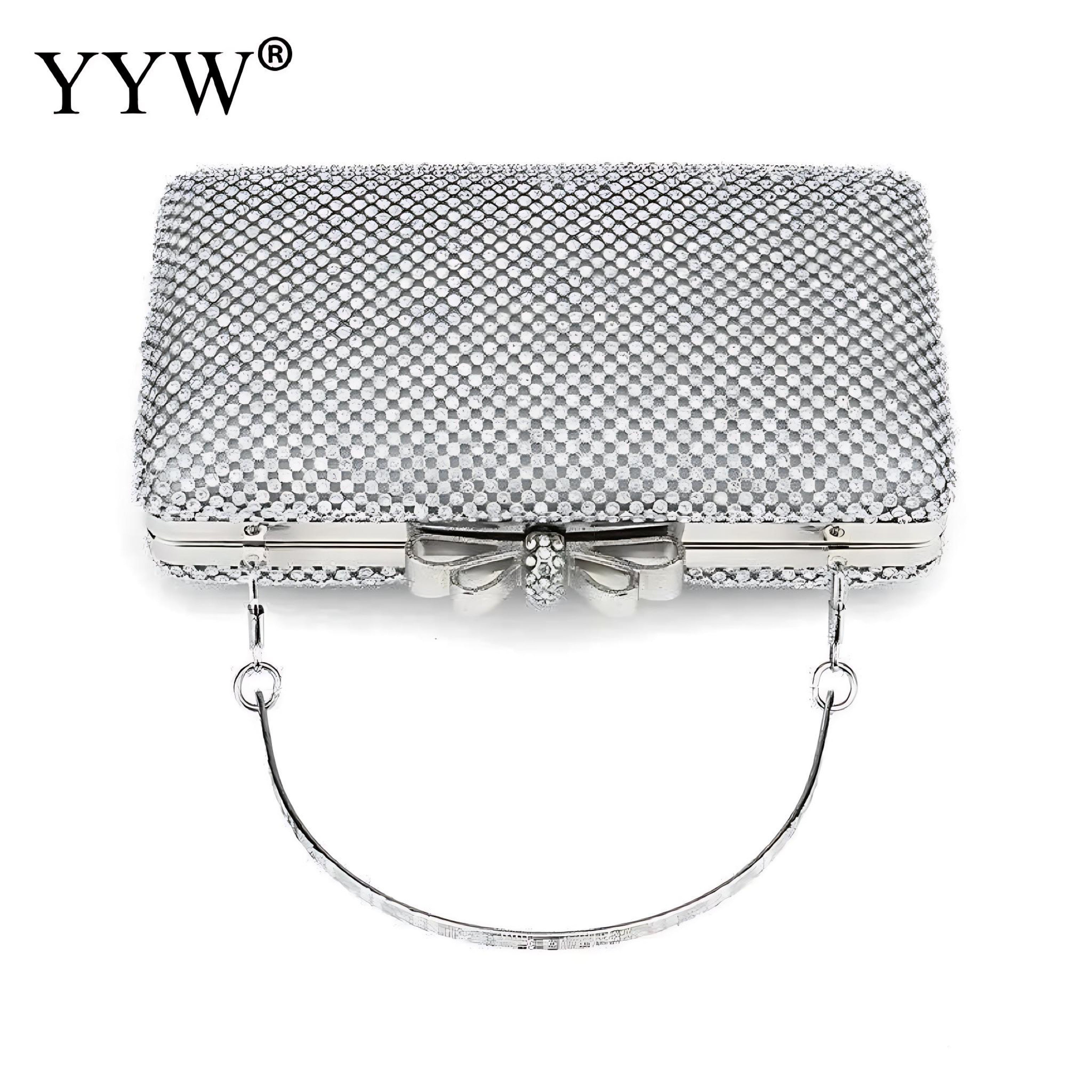 Silver Glitter Evening Clutch - Glamorous Handbag for Women by Wave & Hang