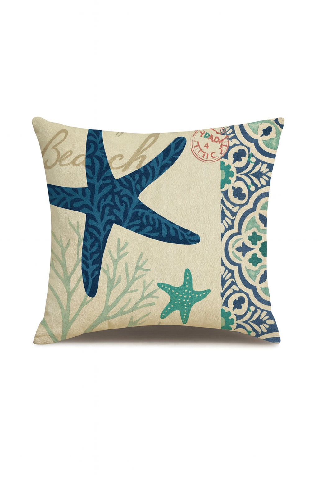 Ocean Theme Cotton Linen Cushion Covers – Coastal Starfish, Shell, Jellyfish, Snail, Octopus & Conch
