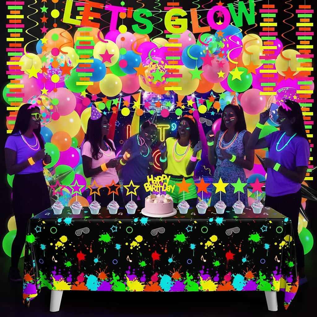 Neon Glow Party Kit – 122-Piece Set for Epic Celebrations by Wave & Hang