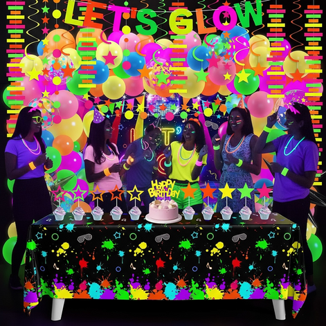 Neon Glow Party Kit – 122-Piece Set for Epic Celebrations by Wave & Hang