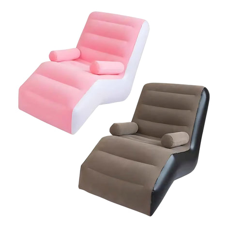 Portable Inflatable Lazy Sofa S Shaped Lounge Chair Pink Brown For Indoor And Outdoor Relaxation by Wave & Hang