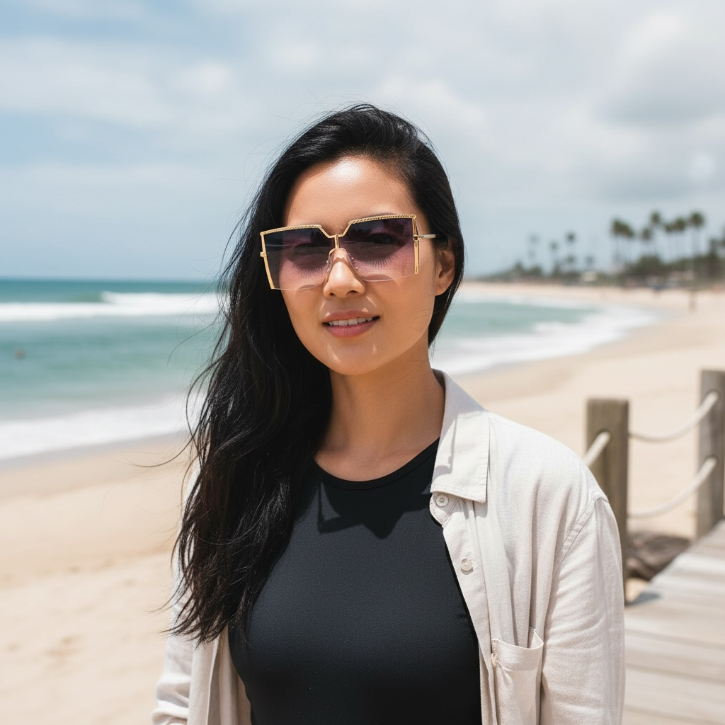 Trendy Frameless Sunglasses | UV400 Ocean Lens Fashion Shades by Wave & Hang