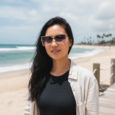 Trendy Frameless Sunglasses | UV400 Ocean Lens Fashion Shades by Wave & Hang