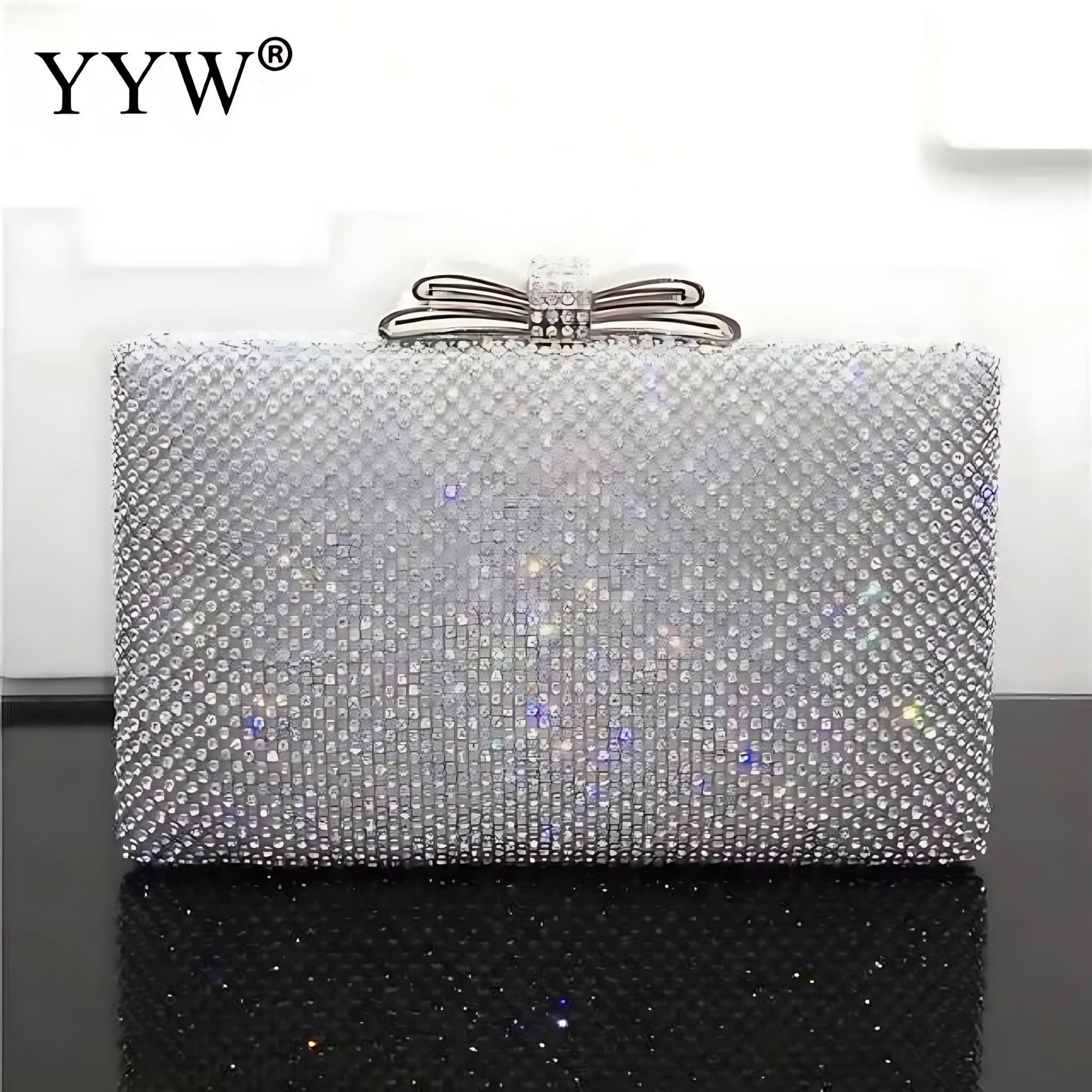Silver Glitter Evening Clutch - Glamorous Handbag for Women by Wave & Hang