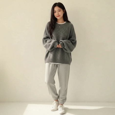 Oversized Crewneck Sweater - Cozy Lantern Sleeve Chic for Women by Wave & Hang