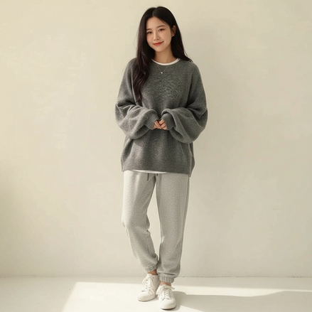 Oversized Crewneck Sweater - Cozy Lantern Sleeve Chic for Women by Wave & Hang