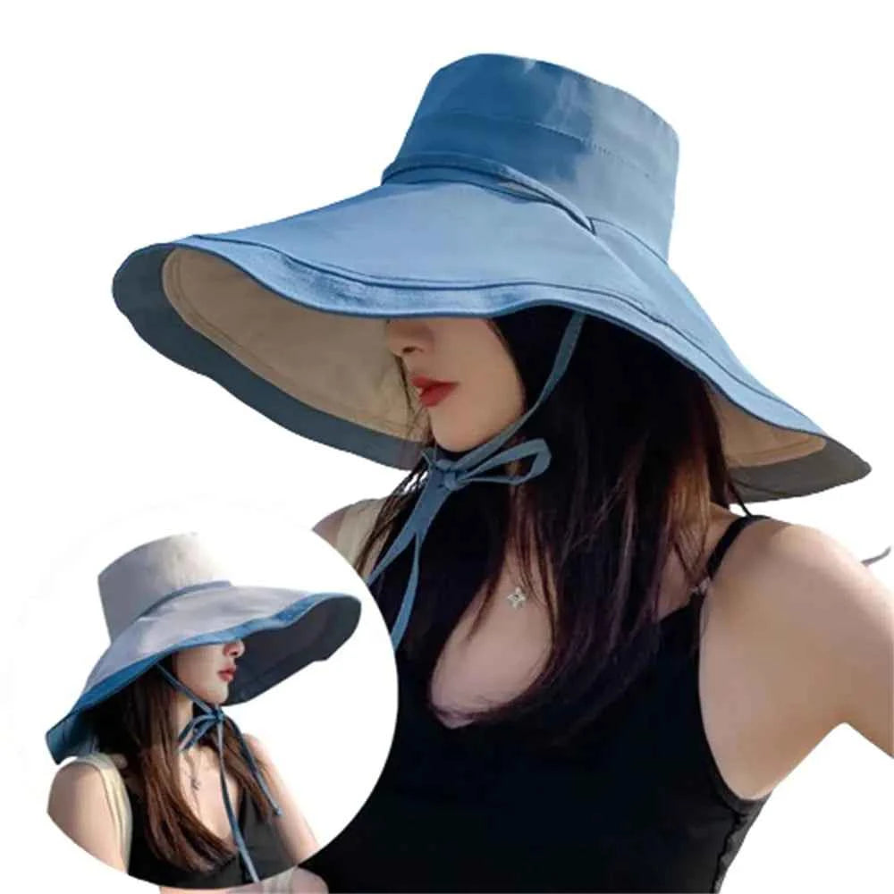 Reversible Wide Brim Sun Hat for Women | UPF 50+ UV Protection Foldable Beach & Fishing Hat with Adjustable Chin Strap