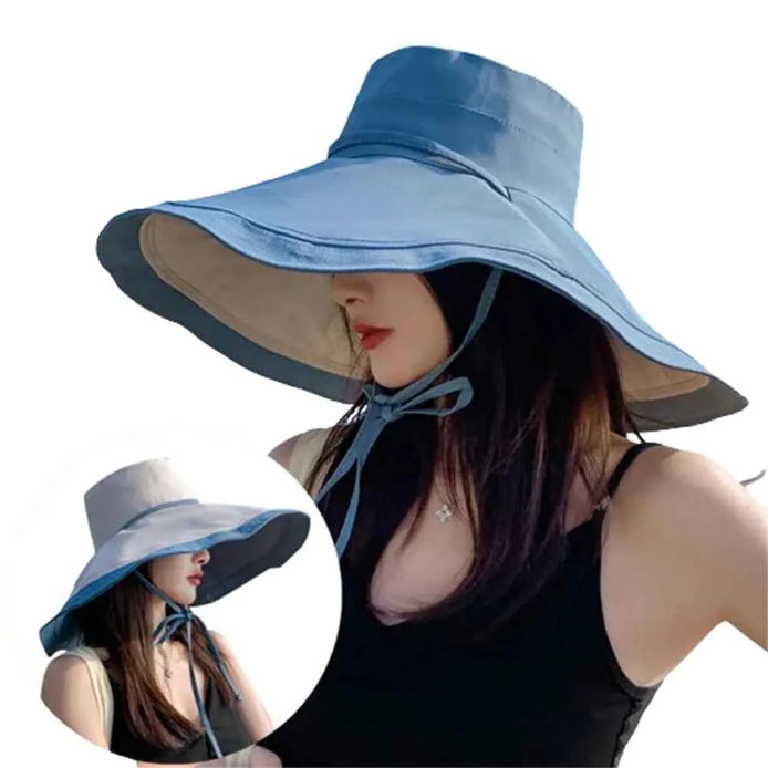 Reversible Wide Brim Sun Hat for Women | UPF 50+ UV Protection Foldable Beach & Fishing Hat with Adjustable Chin Strap