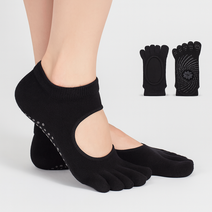 Yoga Socks with Five Toe Design – Non-Slip, Breathable & Comfortable by Wave & Hang