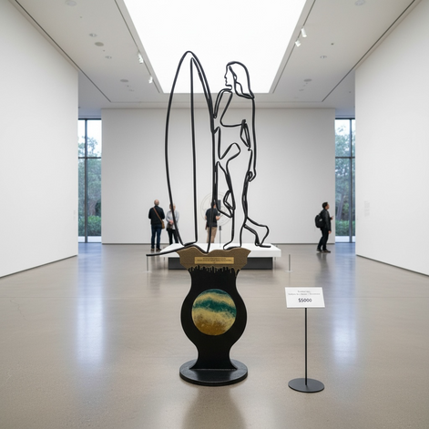 Goddess Of The Tides Tideborn Empress Limited Edition One Line Resin And Wood Sculpture by Wave & Hang