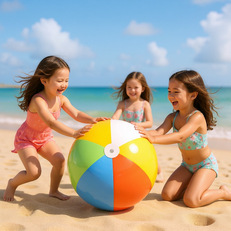 Top Race Inflatable Beach Balls - 24" Rainbow Color (Set of 6)