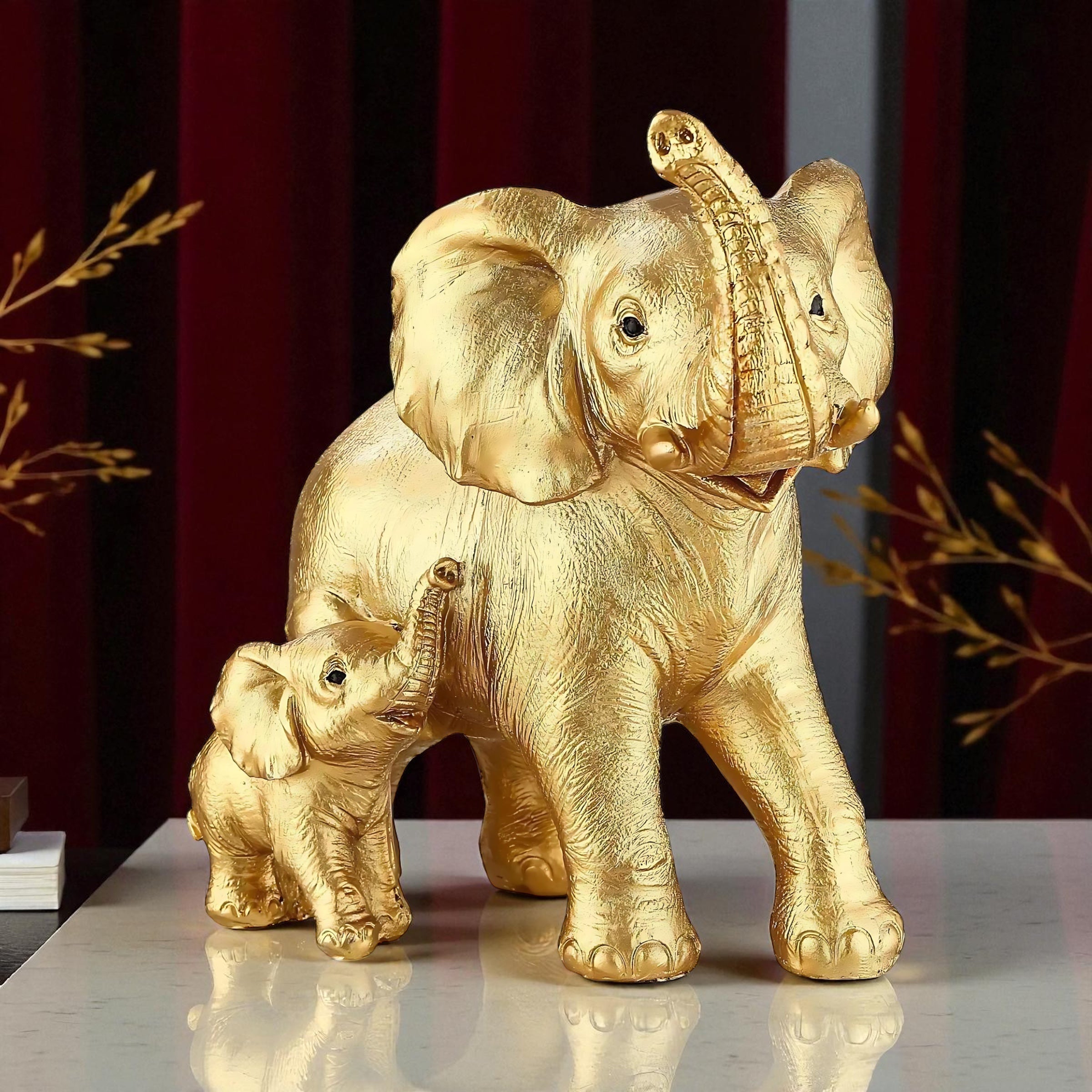 Golden Elephant Statue - Elegant Décor Gift for Animal Lovers by Wave & Hang