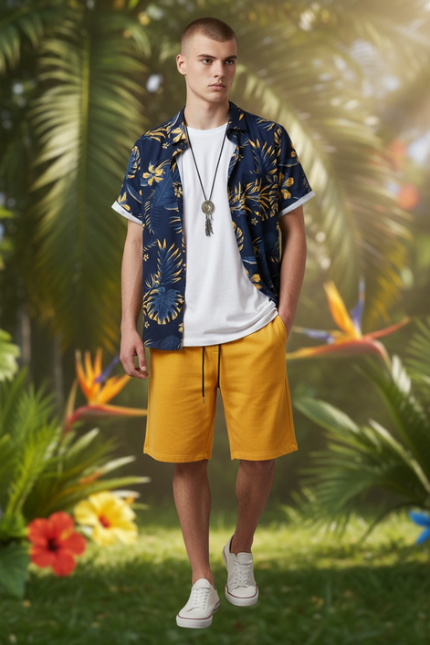 Men's 3D Print Beach Set | Tropical Style & Comfort by Wave & Hang