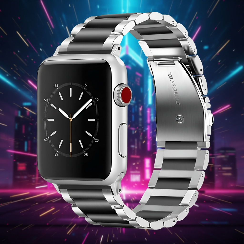 Stainless Steel Apple Watch Band – Solid 316L Replacement Bracelet for iWatch Series Ultra/8/7/6/5/4/3/2/1 (38mm–49mm) by Wave & Hang