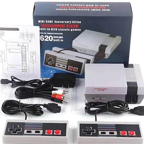 Mini Retro Home Video Game Console – 620+ Classic Games, Dual Controllers, Family Fun Entertainment by Wave & Hang