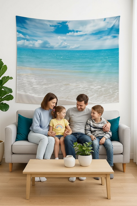 Hawaiian Beach Tapestry Ocean Sunset Wall Hanging Coastal Decor by Wave & Hang
