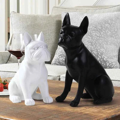 Nordic Bulldog Figurine | Modern Resin Dog Sculpture for Living Room | Creative Animal Home Decor Gift
