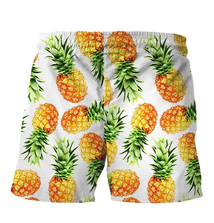 Pineapple & Lion Print Beach Shorts – Fun Summer Swimwear