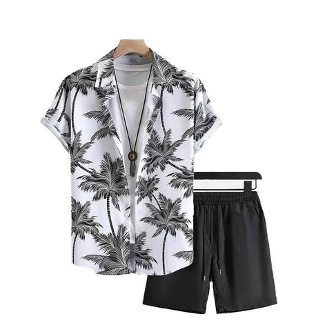 Men’s 3D Print Beach Outfit | Hawaiian Short Sleeve Shirt & Matching Shorts Set for Summer Vacation, Beach & Casual Wear