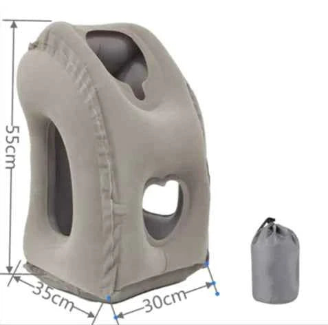 Inflatable Neck Support Pillow – Ergonomic Travel Pillow for Airplane, Office, or Car | Adjustable Flocking PVC/TPU Rest Cushion