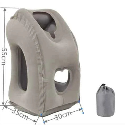 Inflatable Neck Support Pillow – Ergonomic Travel Pillow for Airplane, Office, or Car | Adjustable Flocking PVC/TPU Rest Cushion