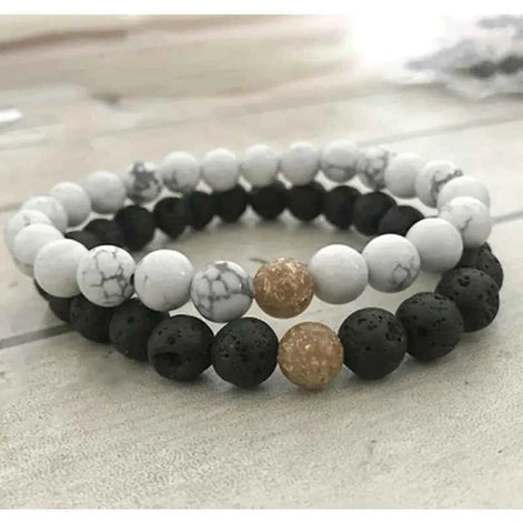 Couple’s Black Yoga Beaded Bracelet – Handmade Stone Bracelet for Men & Women