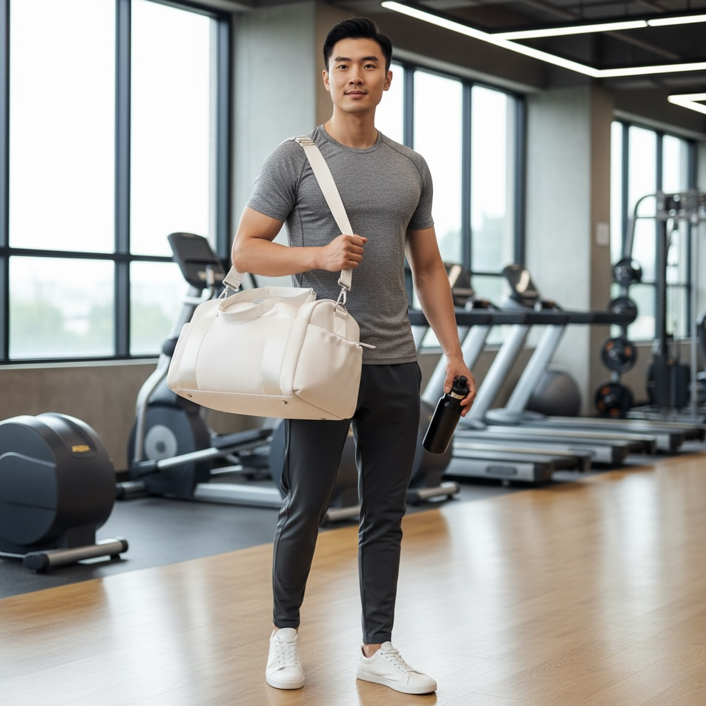 Sports Duffel Bag Lightweight Nylon Water Resistant Shoulder Strap by Wave & Hang