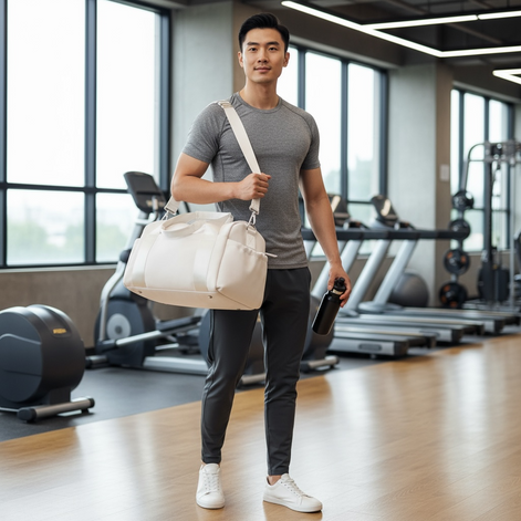 Sports Duffel Bag Lightweight Nylon Water Resistant Shoulder Strap by Wave & Hang