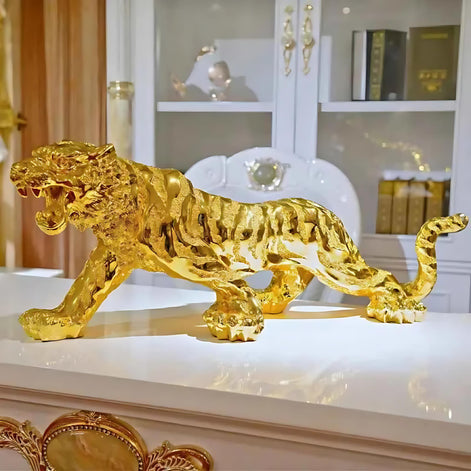 Luxury Resin Tiger Figurine | Strength & Wealth Symbol by Wave & Hang