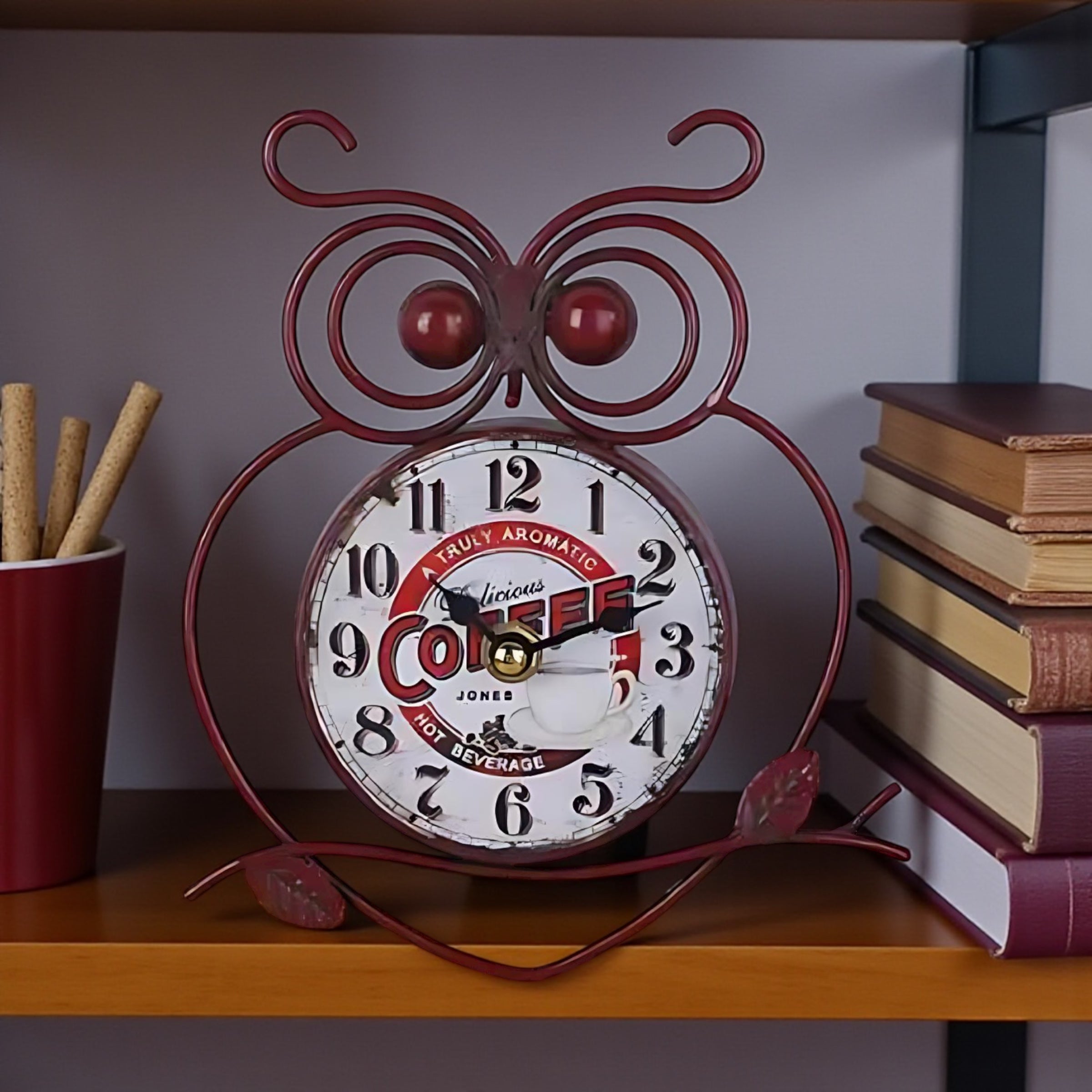 Vintage Owl Wall Clock | Silent Charm for Home | Elegant Décor by Wave & Hang