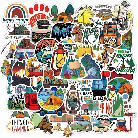 Booppy 50pcs Waterproof Camping Stickers - Aesthetic Adventure Set