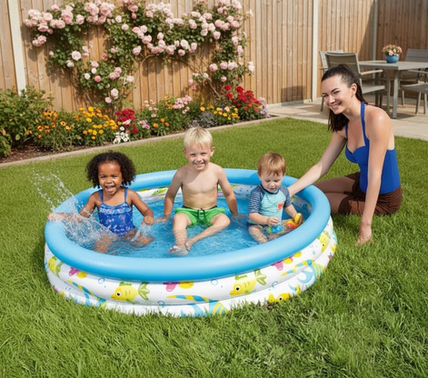 Inflatable Round Infant Pool Model 51009 Durable Outdoor Safe by Wave & Hang