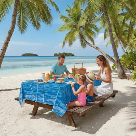 Hegbolke 2 Pack Ocean Wave Tablecloths 51 By 106 Inches Disposable Plastic Covers For Beach Pool Mermaid Parties by Wave & Hang