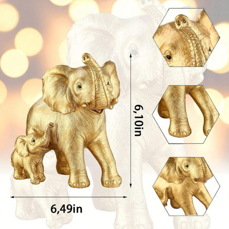 Golden Elephant Statue - Elegant Décor Gift for Animal Lovers by Wave & Hang