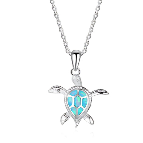 Blue Ocean Turtle Necklace – Elegant Ocean-Inspired Silver Pendant with Adjustable Chain