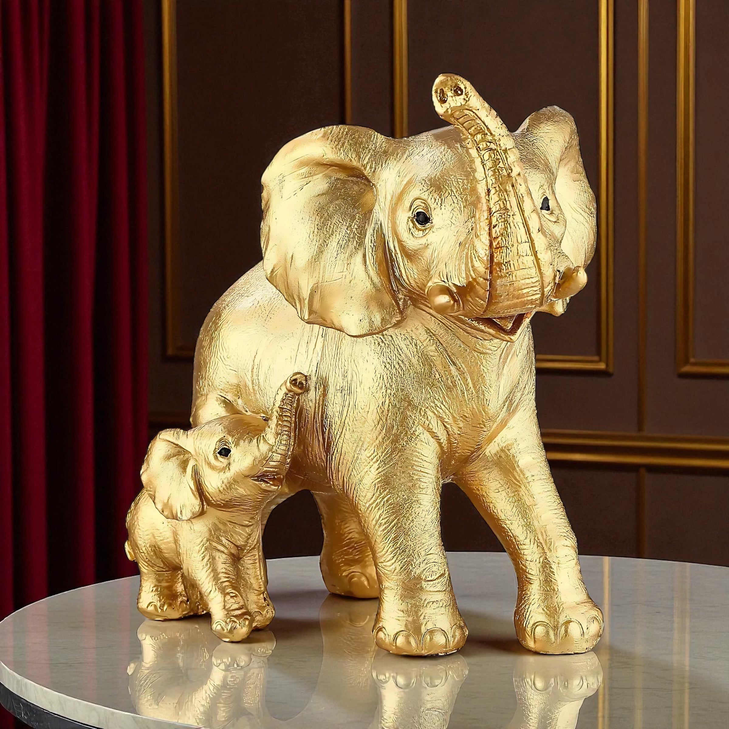 Golden Elephant Statue - Elegant Décor Gift for Animal Lovers by Wave & Hang