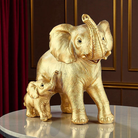 Golden Elephant Statue - Elegant Décor Gift for Animal Lovers by Wave & Hang